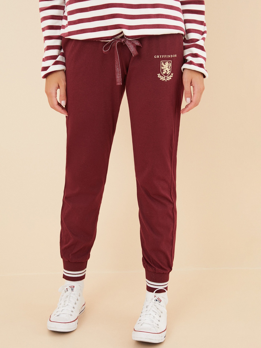 

women'secret Women Printed Lounge Pants, Maroon