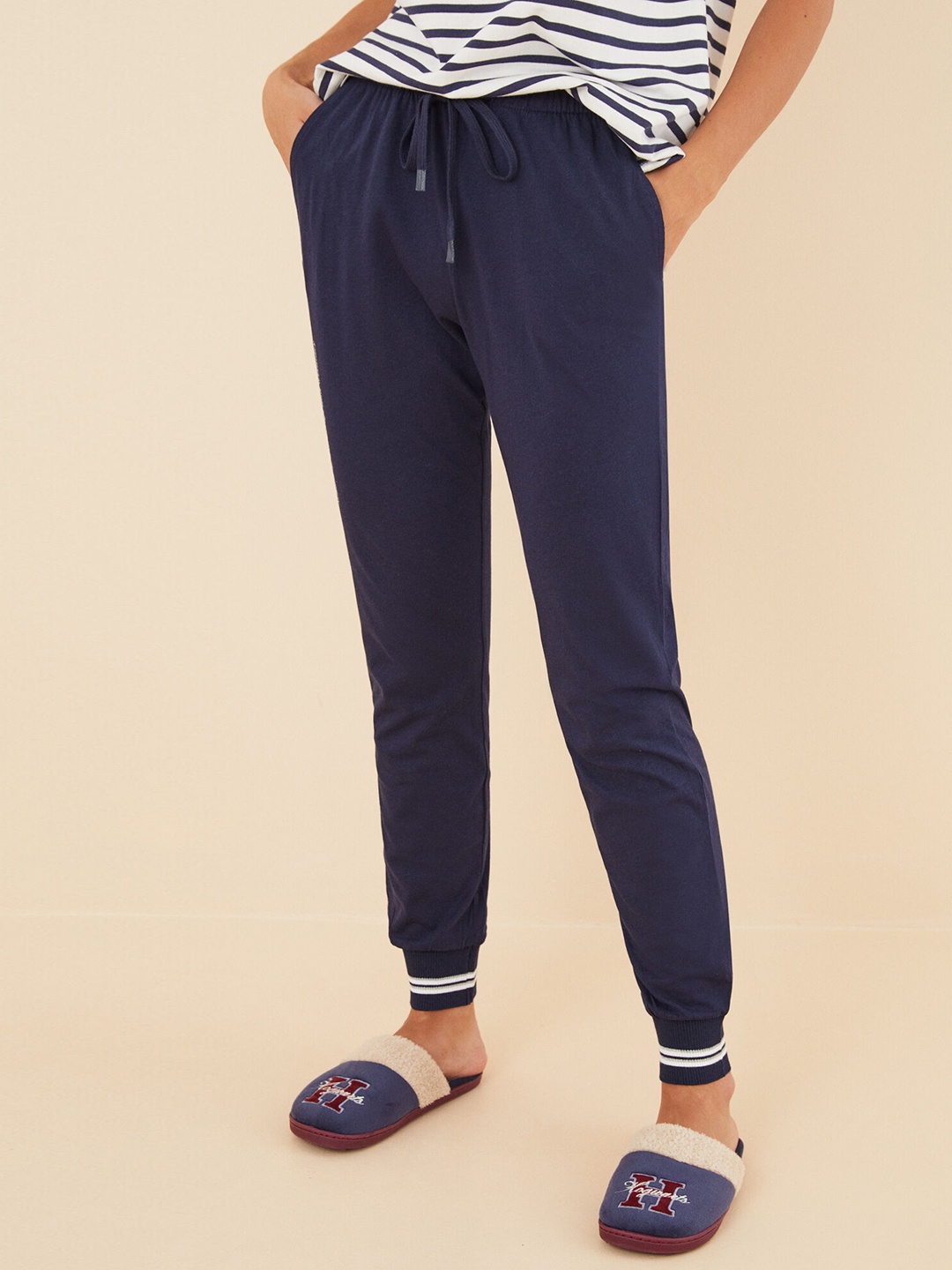 

women'secret Women Pure Cotton Lounge Pants, Navy blue