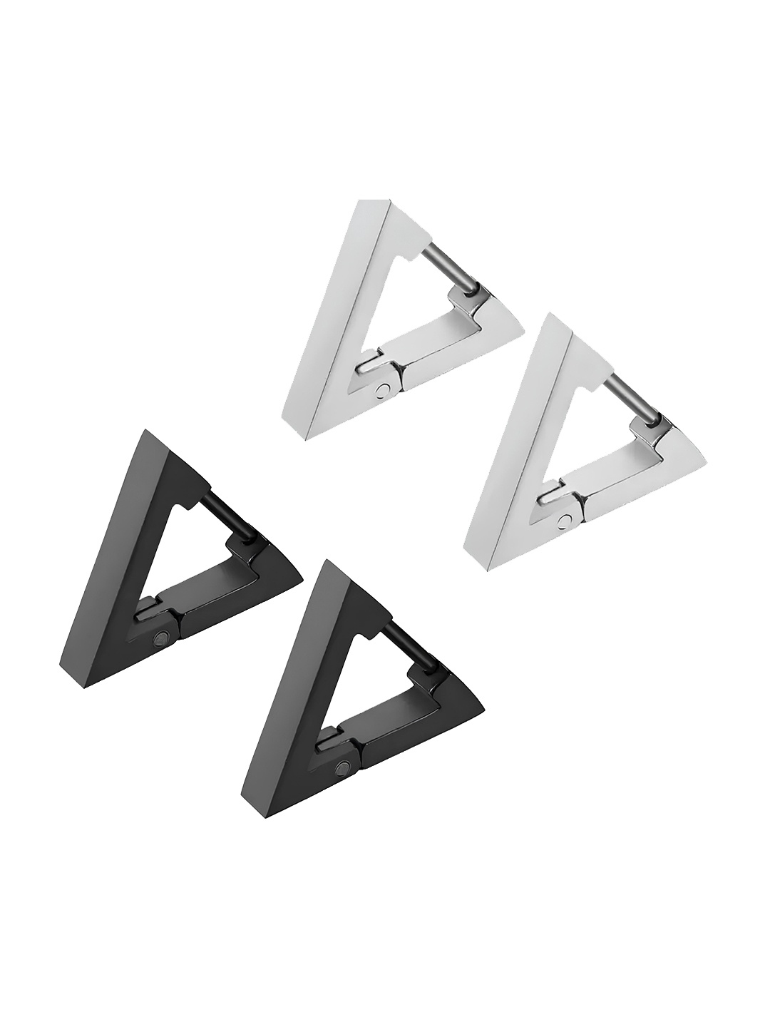 

KARISHMA KREATIONS Set Of 2 Triangular Half Hoop Earrings, Silver