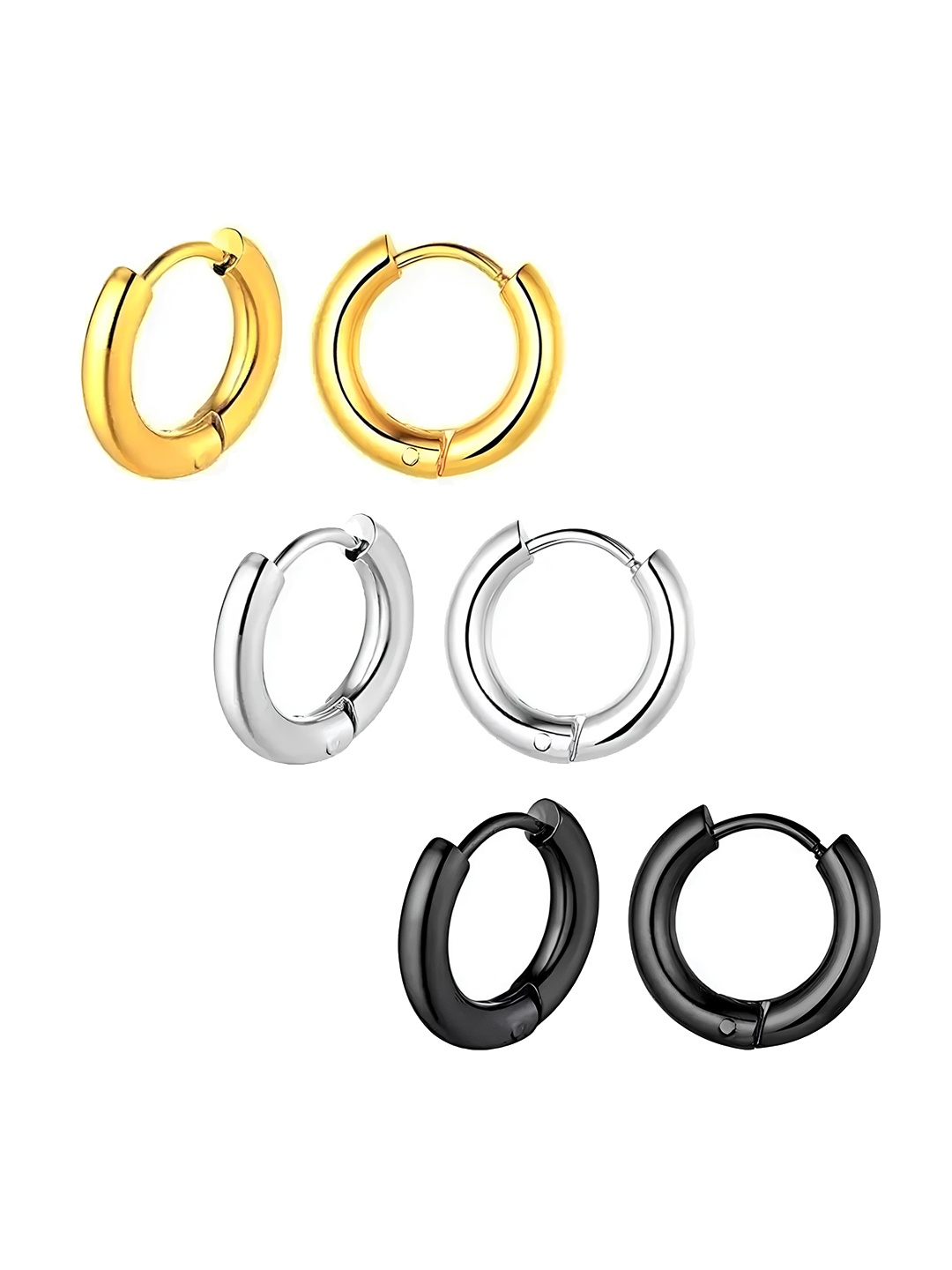 

KARISHMA KREATIONS Men Set Of 3 Circular Hoop Earrings, Gold