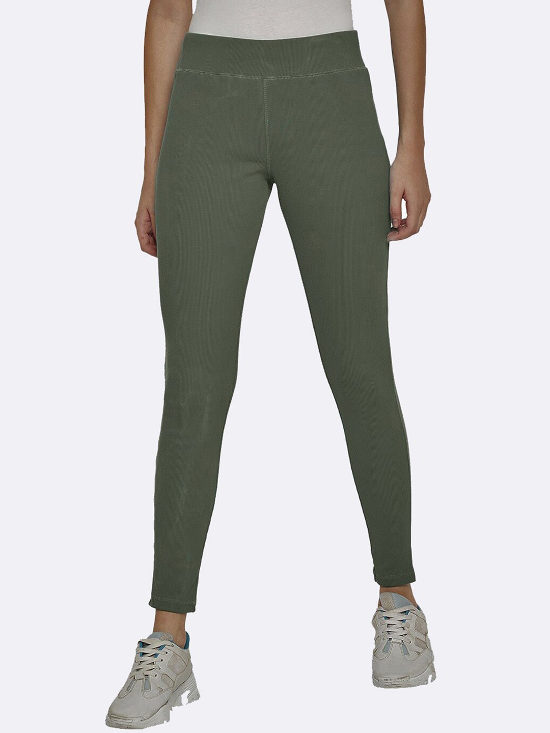

URKNIT Pure Cotton Ankle Length Leggings, Olive