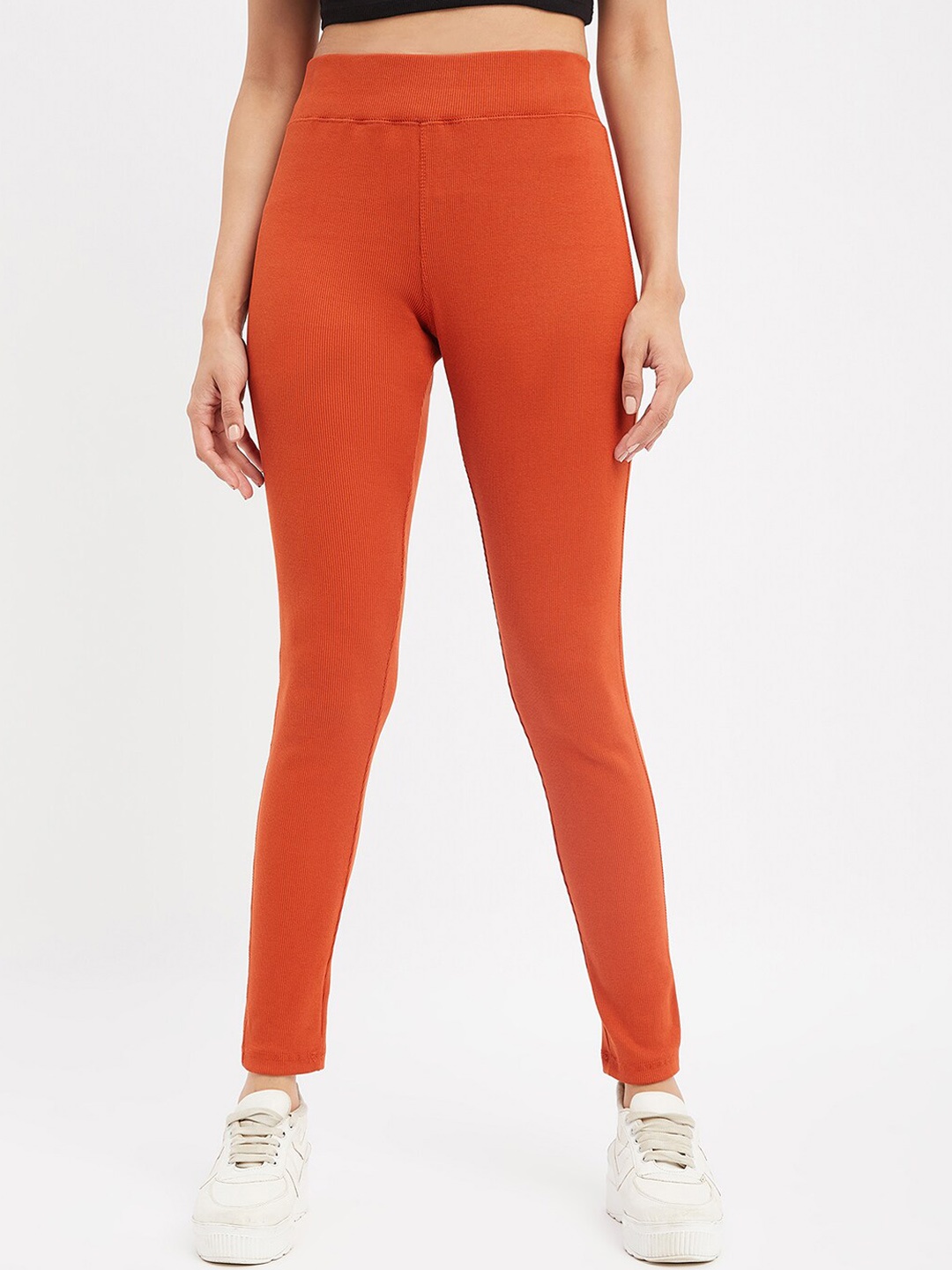 

URKNIT Skinny Fit Pure Cotton Corduroy Leggings, Orange