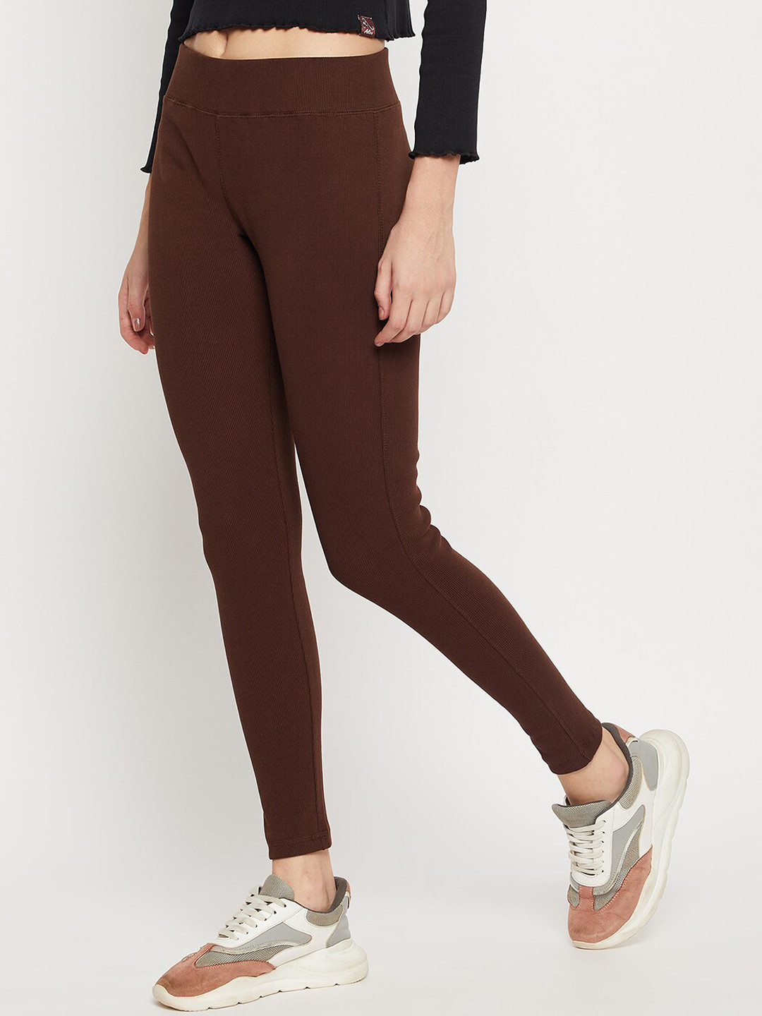 

URKNIT Skinny Fit Pure Cotton Corduroy Leggings, Brown