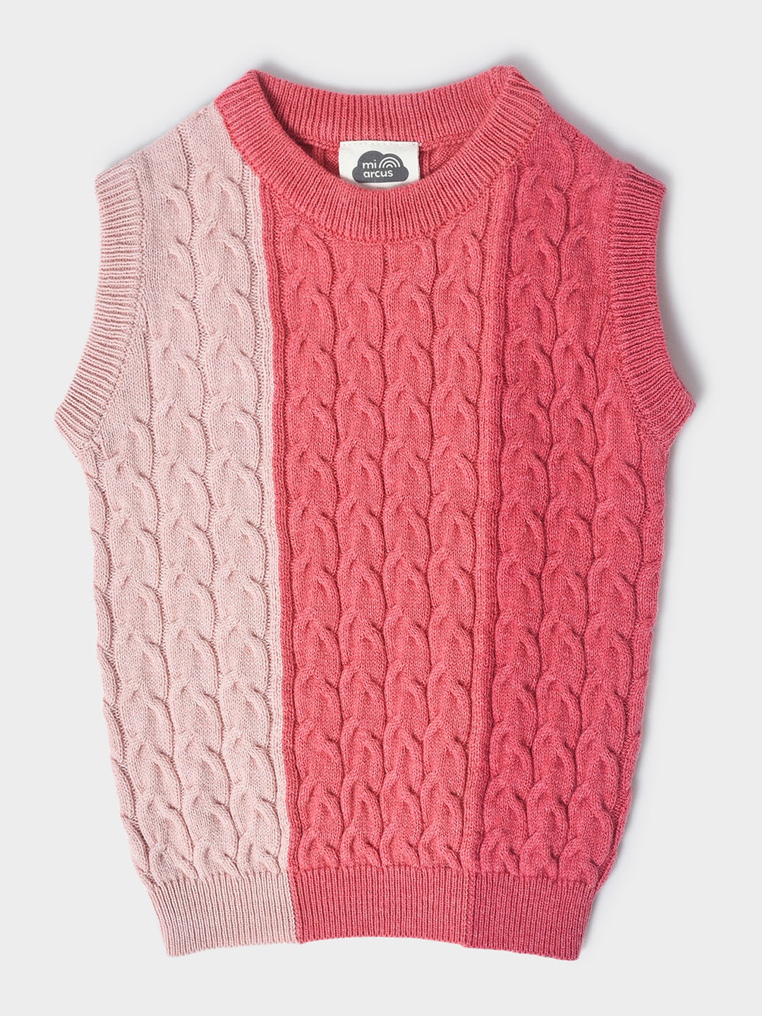 

MiArcus Kids Cable Knit Woollen Sleeveless Sweater, Pink