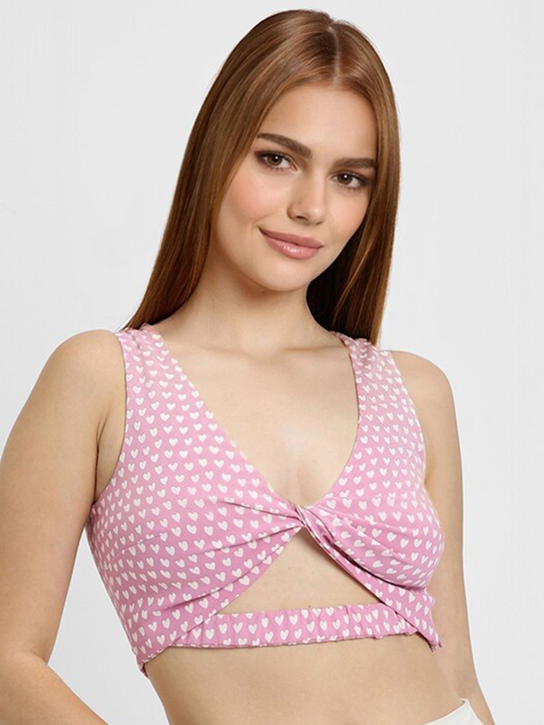 

FOREVER 21 Pink Conversational Printed Bralette Crop Top