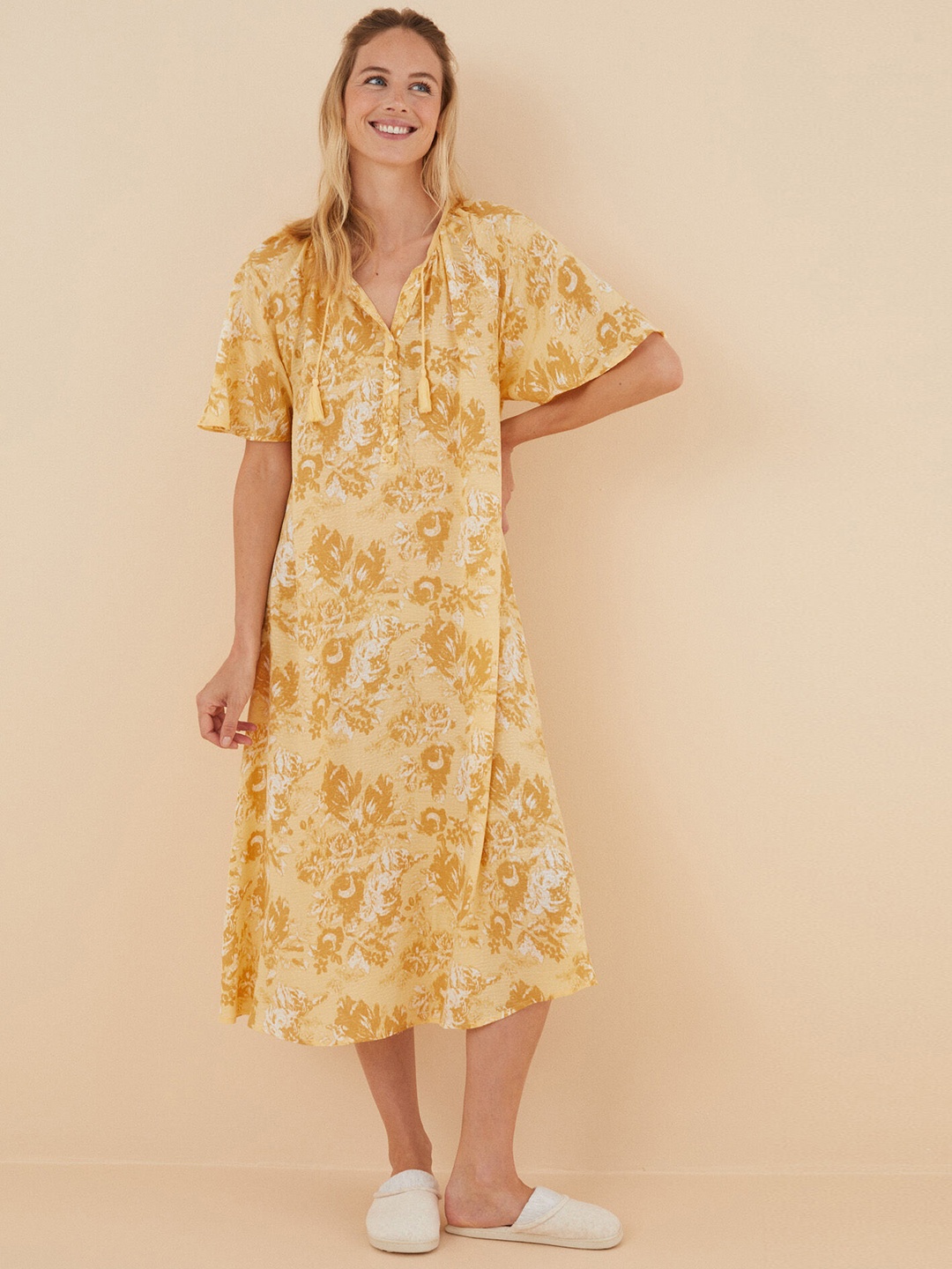 

women'secret Printed Nightdress, Yellow