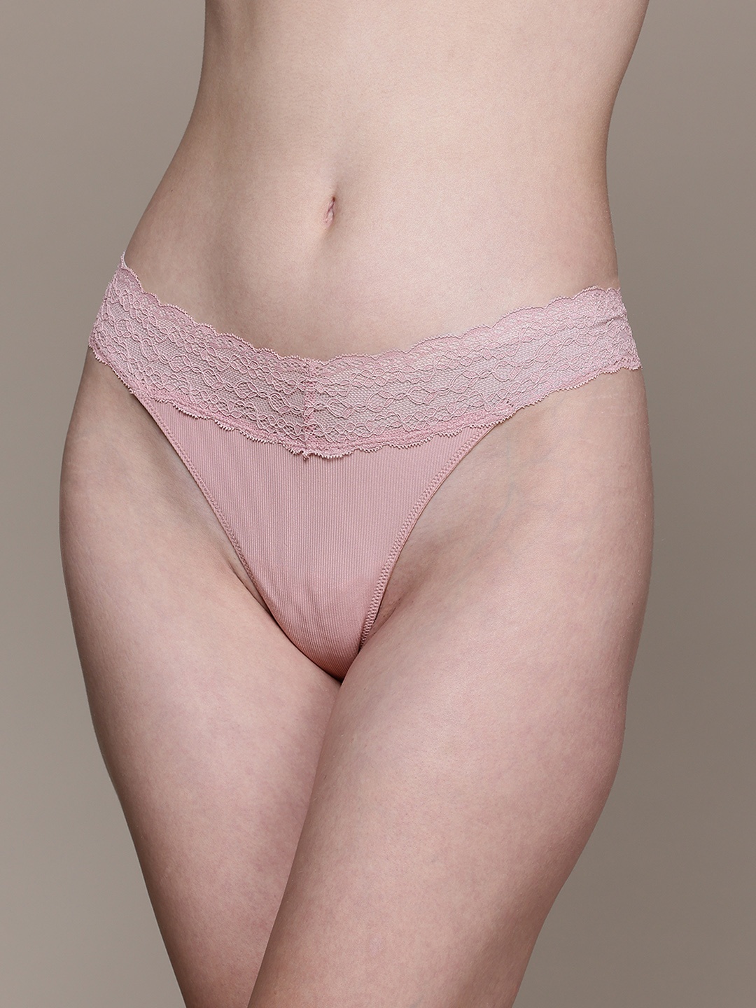 

women'secret Lace Inserted Bikini Briefs- 876736-70, Pink