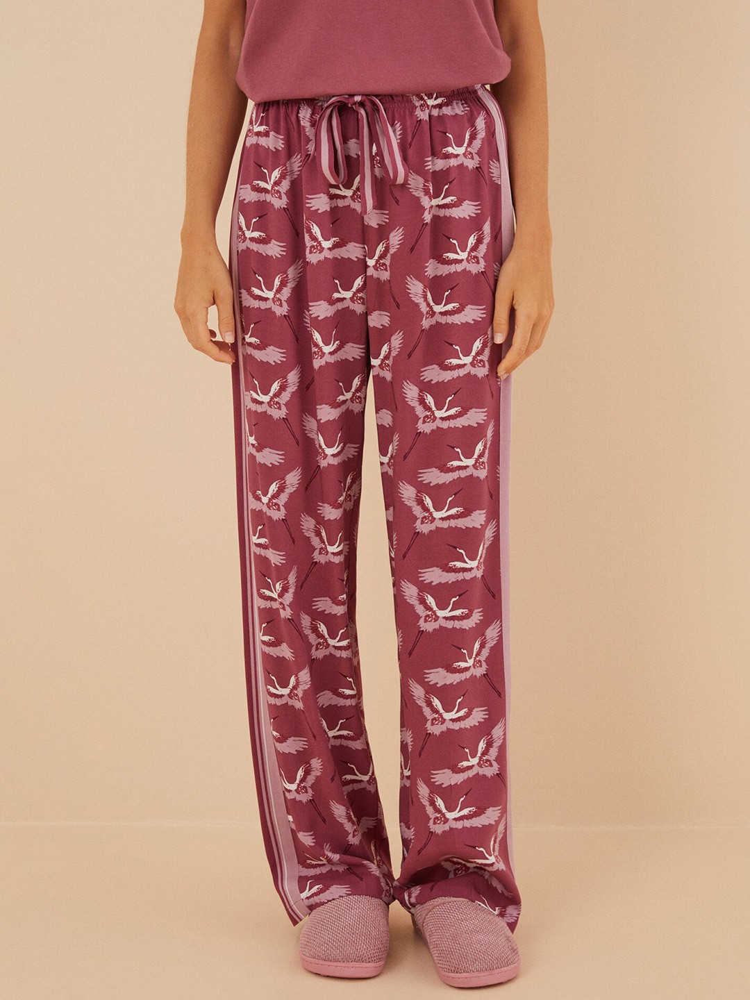 

women'secret Women Printed Lounge Pants, Red