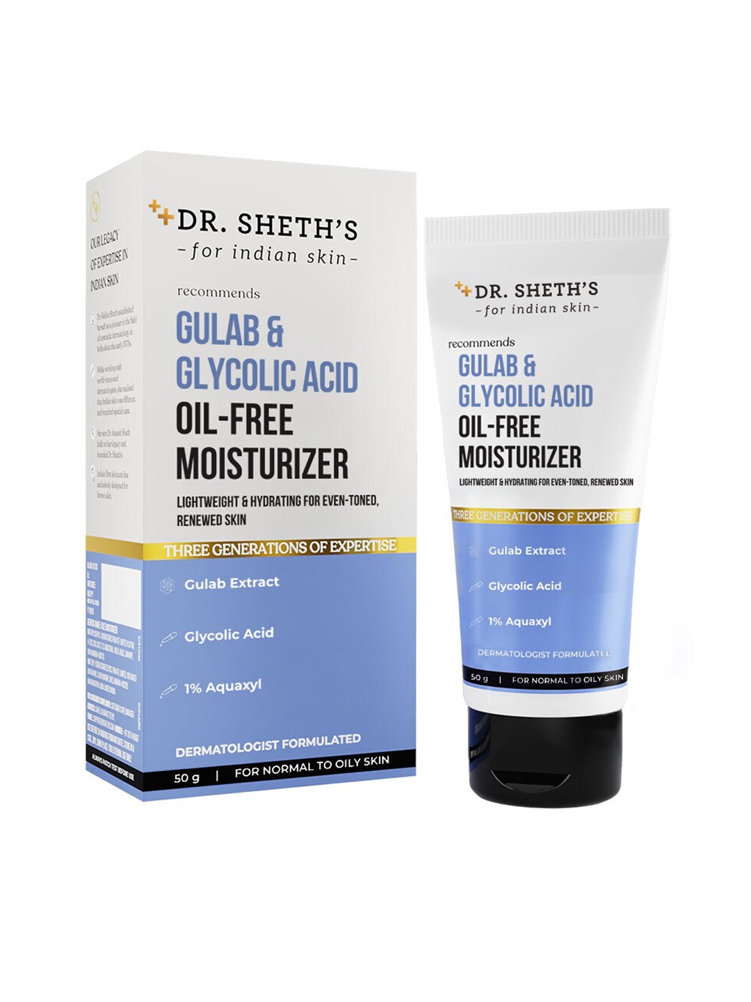 

DR. SHETHS Gulab & Glycolic Acid Oil-Free Moisturizer for Hydrating - 50 g, White