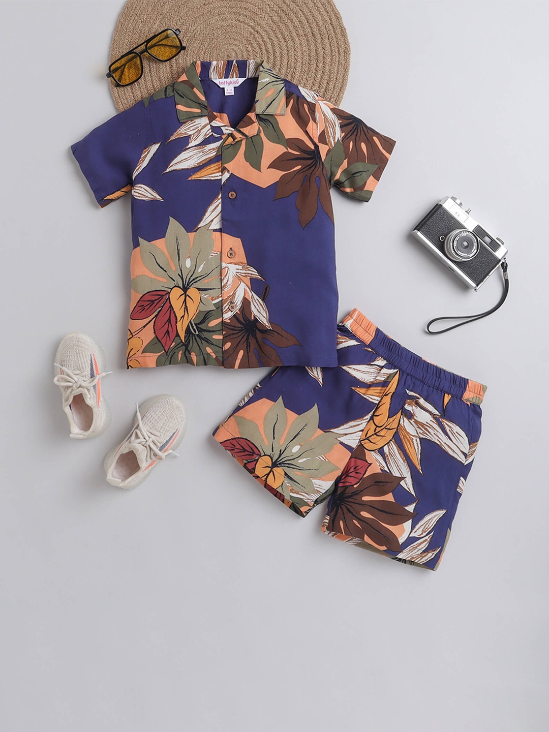 

taffykids Boys Printed Shirt with Shorts, Blue