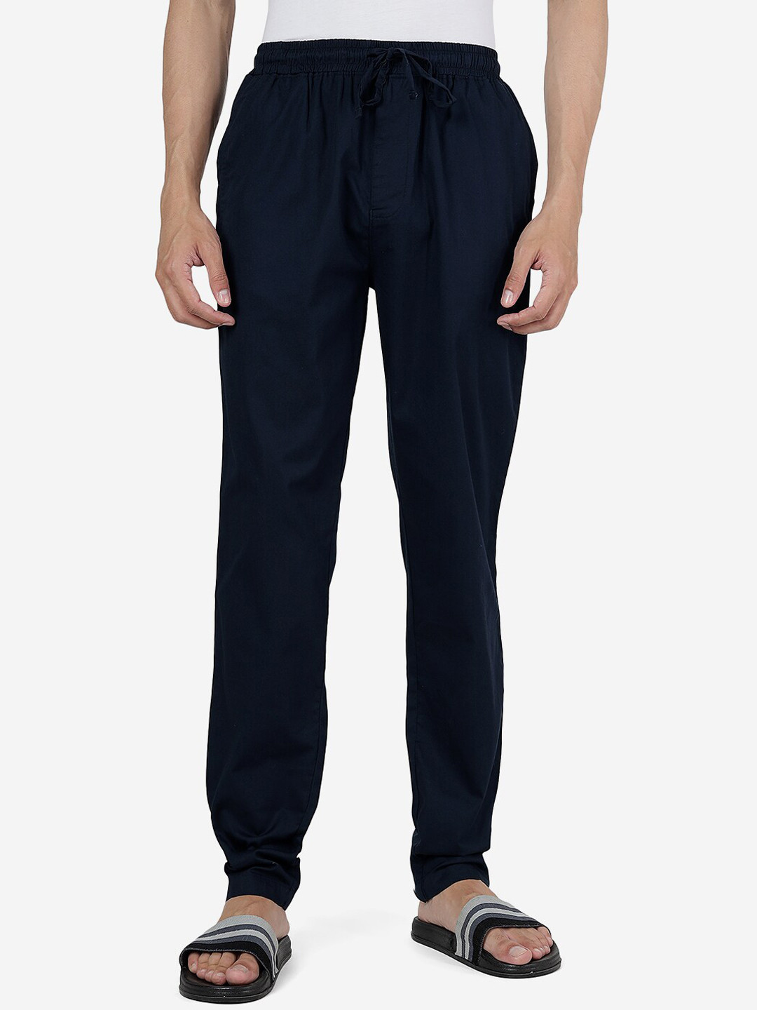 

JADE BLUE Men Slim Fit Cotton Lounge Pants, Navy blue