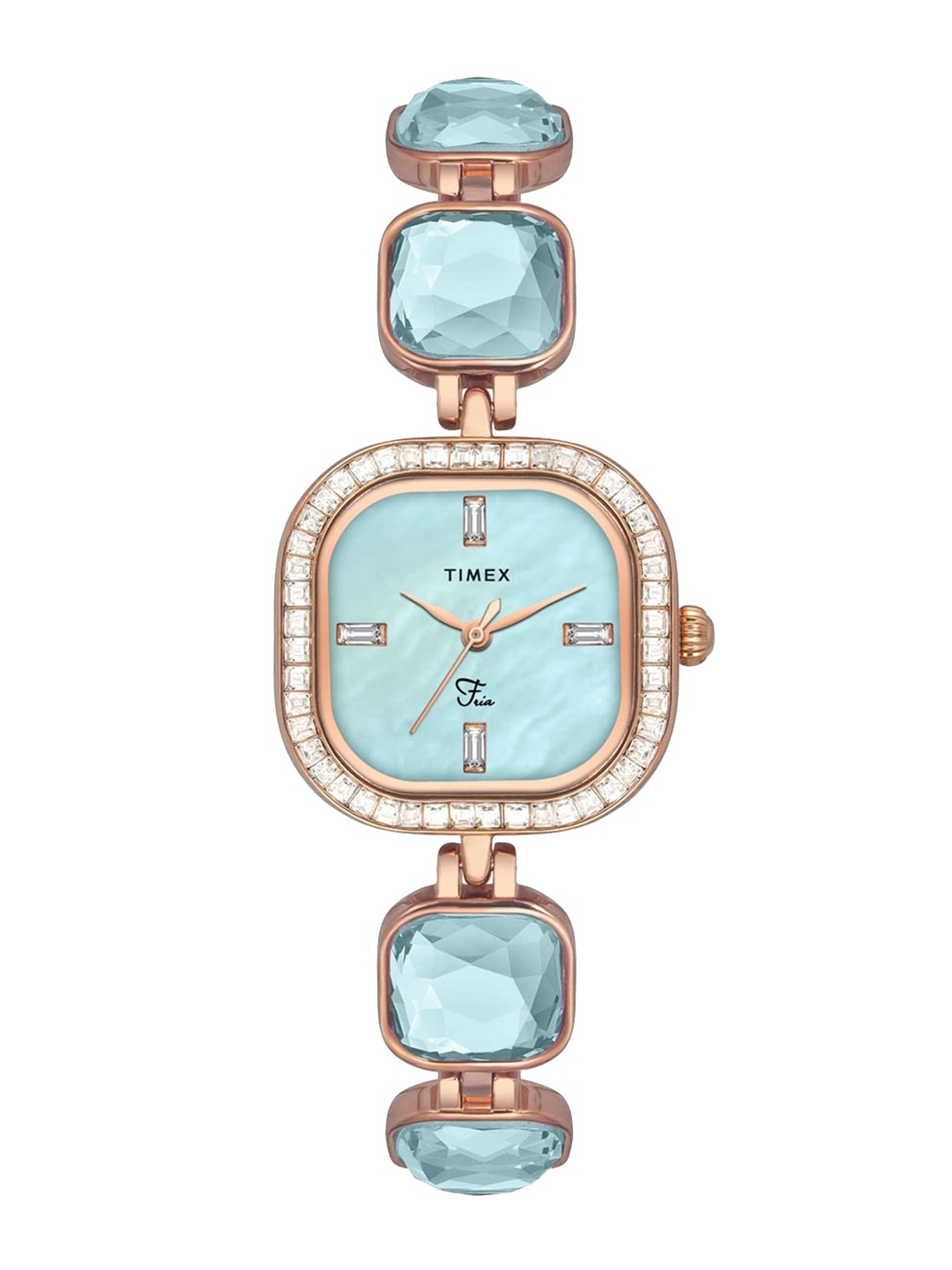 

Timex Women Brass Dial & Stainless Steel Straps Analogue Watch TWEL17100, Blue