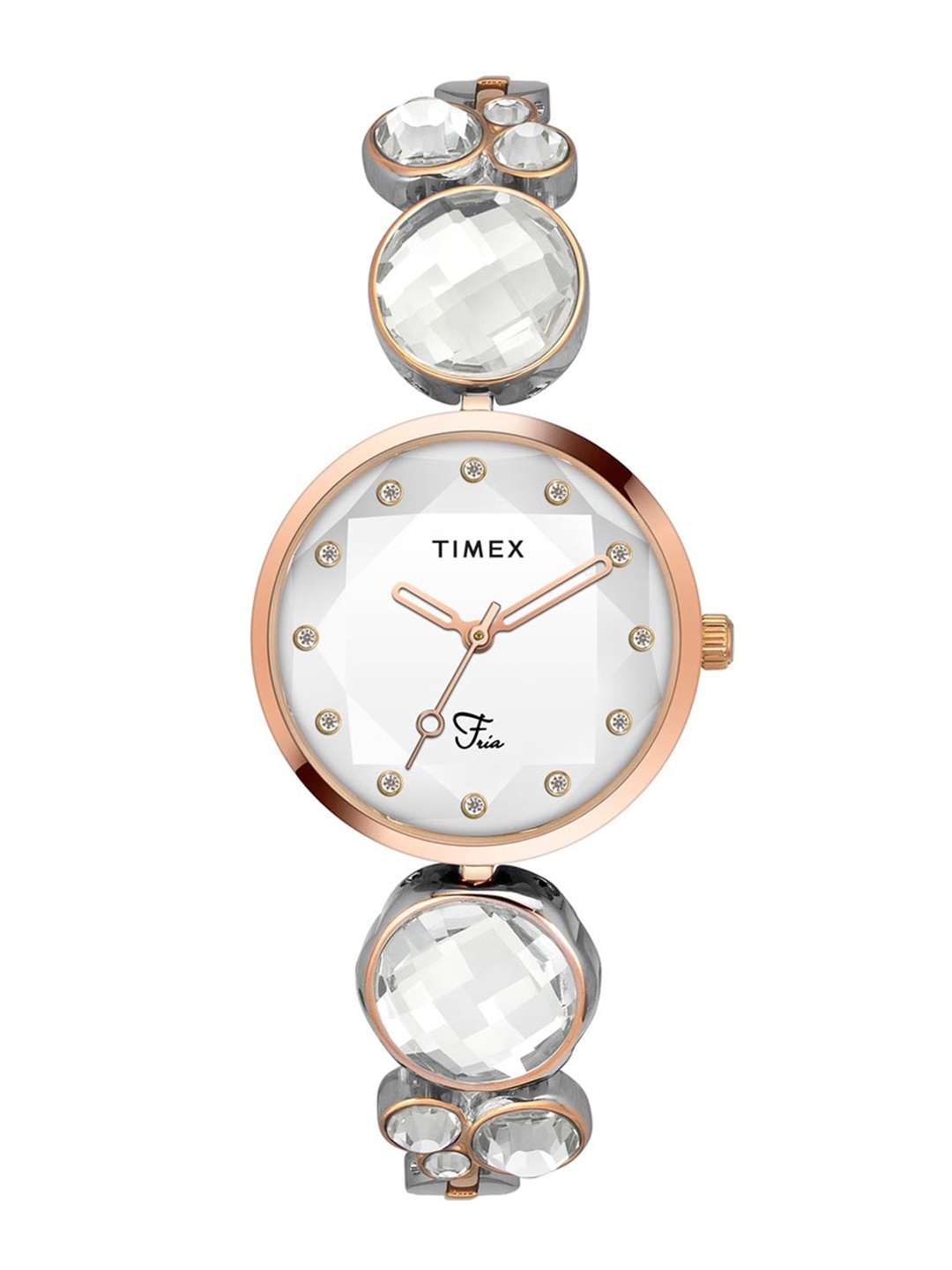 

Timex Women Brass Dial & Stainless Steel Bracelet Style Straps Analogue Watch TWEL17002, Silver