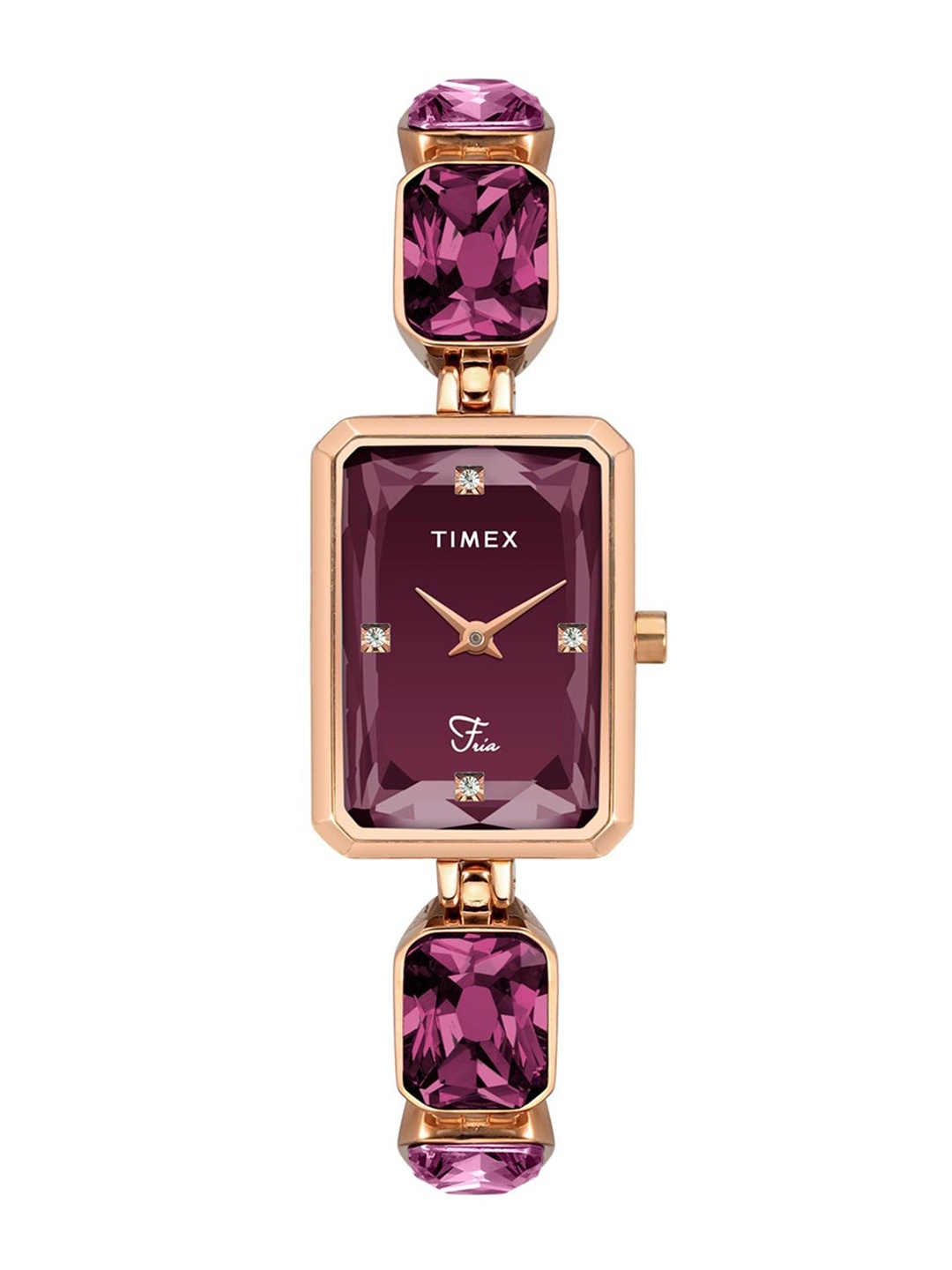 

Timex Women Brass Dial & Stainless Steel Bracelet Style Straps Analogue Watch TWEL16903, Maroon