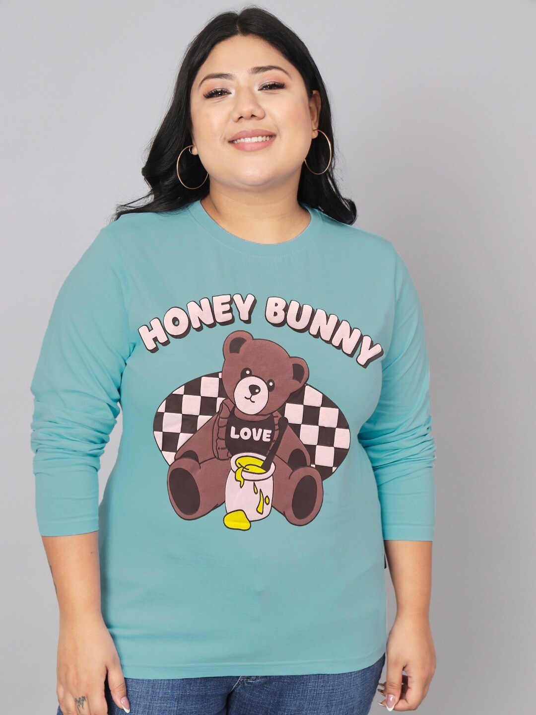 

BEYOUND SIZE - THE DRY STATE Graphic Printed Regular Fit Cotton T-Shirt, Turquoise blue