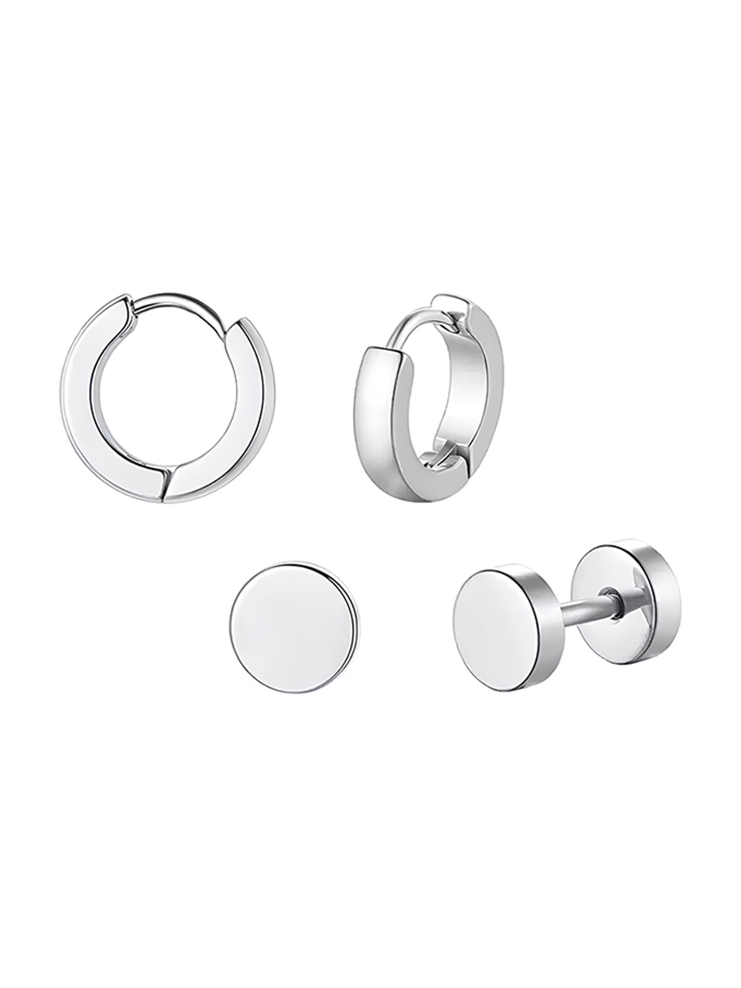 

KARISHMA KREATIONS Set Of 2 Contemporary Hoop Earrings, Silver