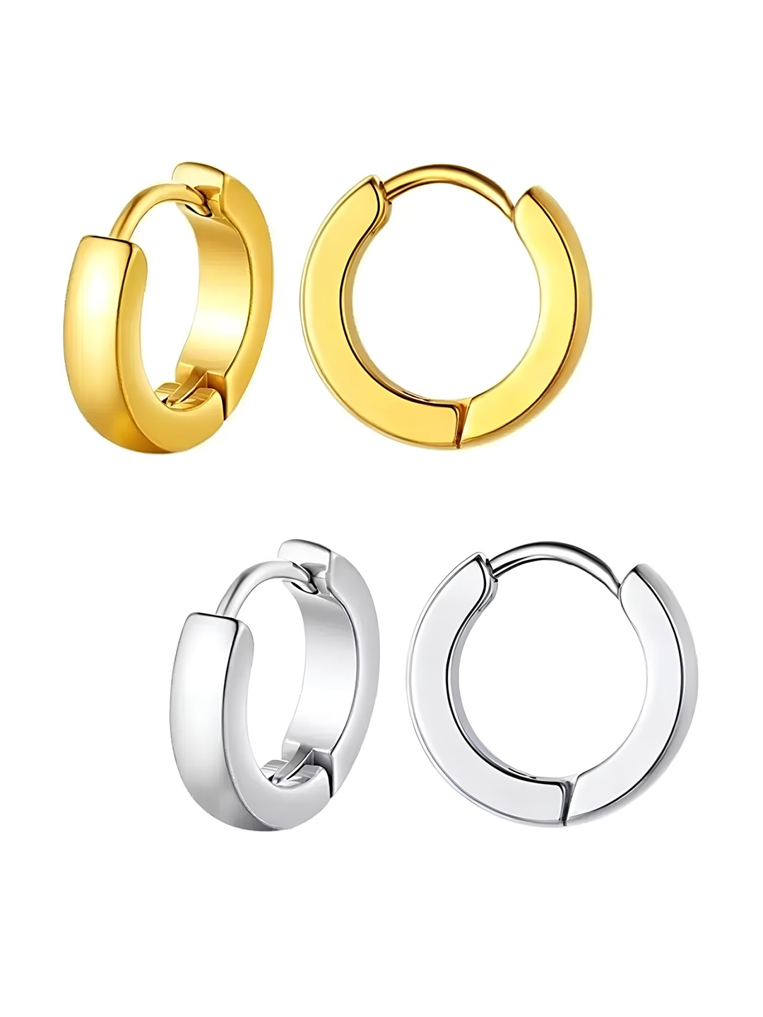 

KARISHMA KREATIONS Men Set of 2 Stainless Steel Hoop Earrings, Gold