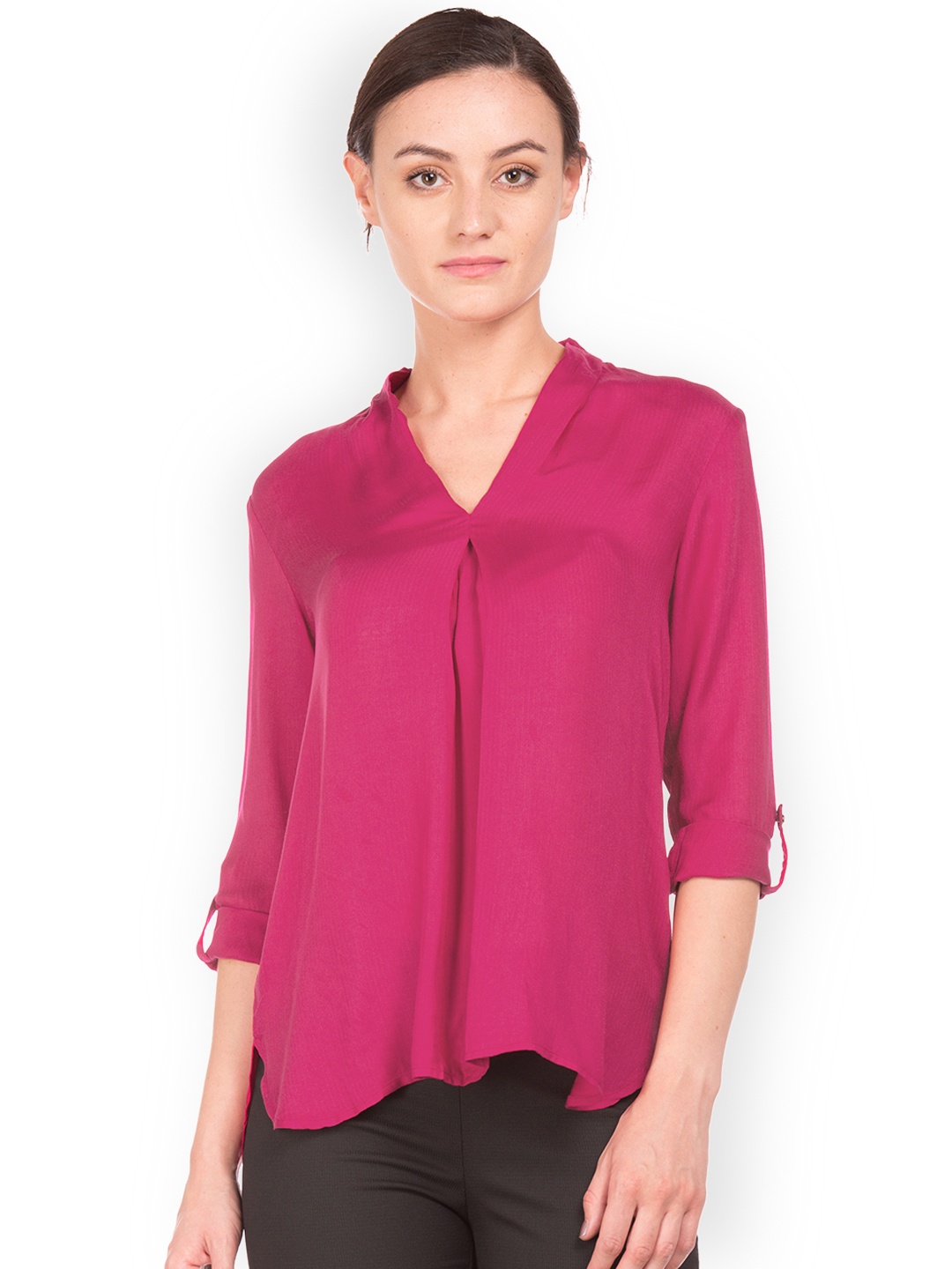 

Arrow Woman Women Pink Knitted Solid Top