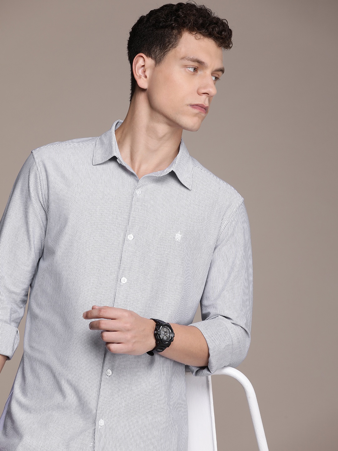 

French Connection Men Slim Fit Casual Shirt, Blue
