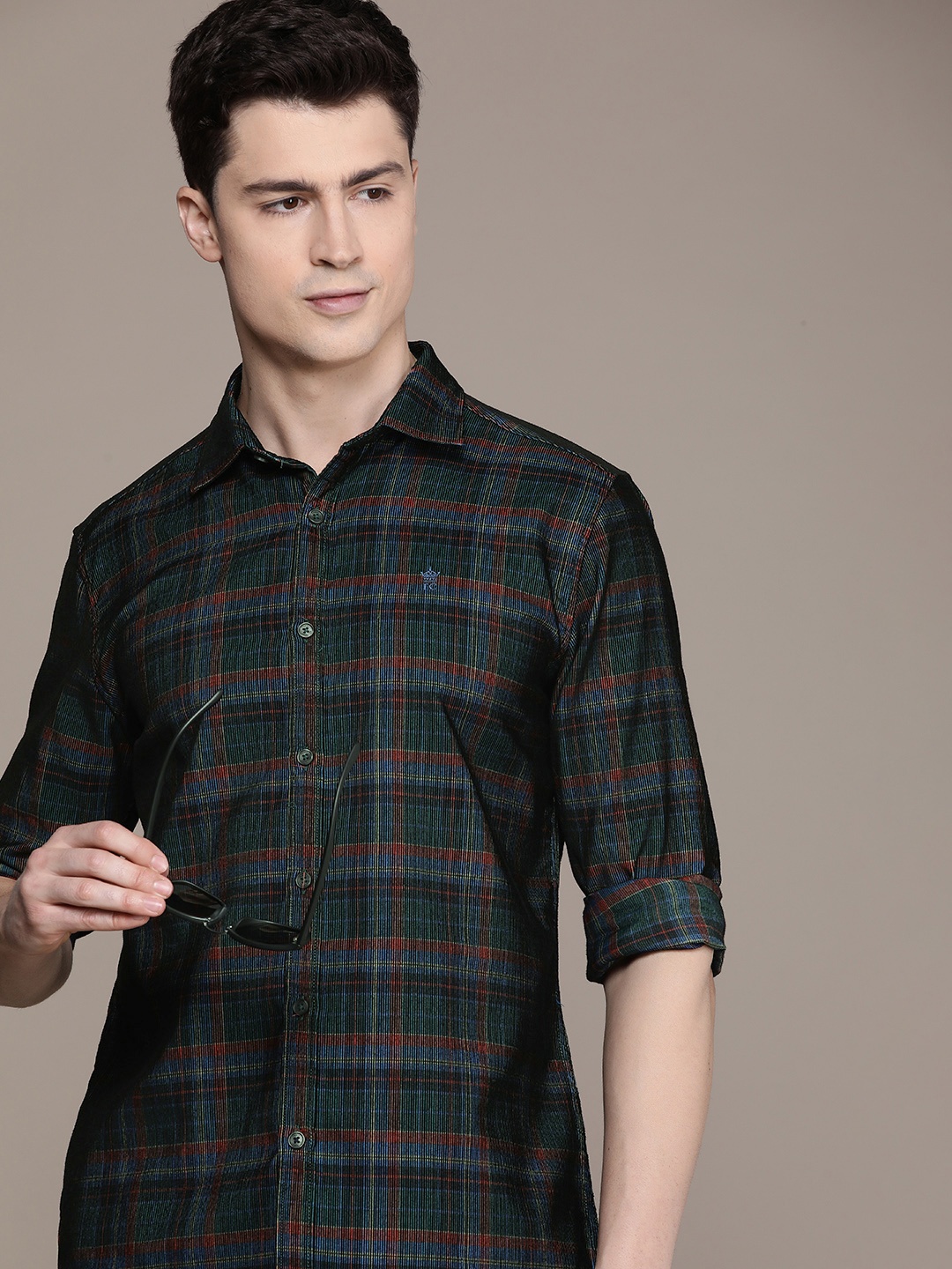 

French Connection Slim Fit Checked Casual Shirt, Green