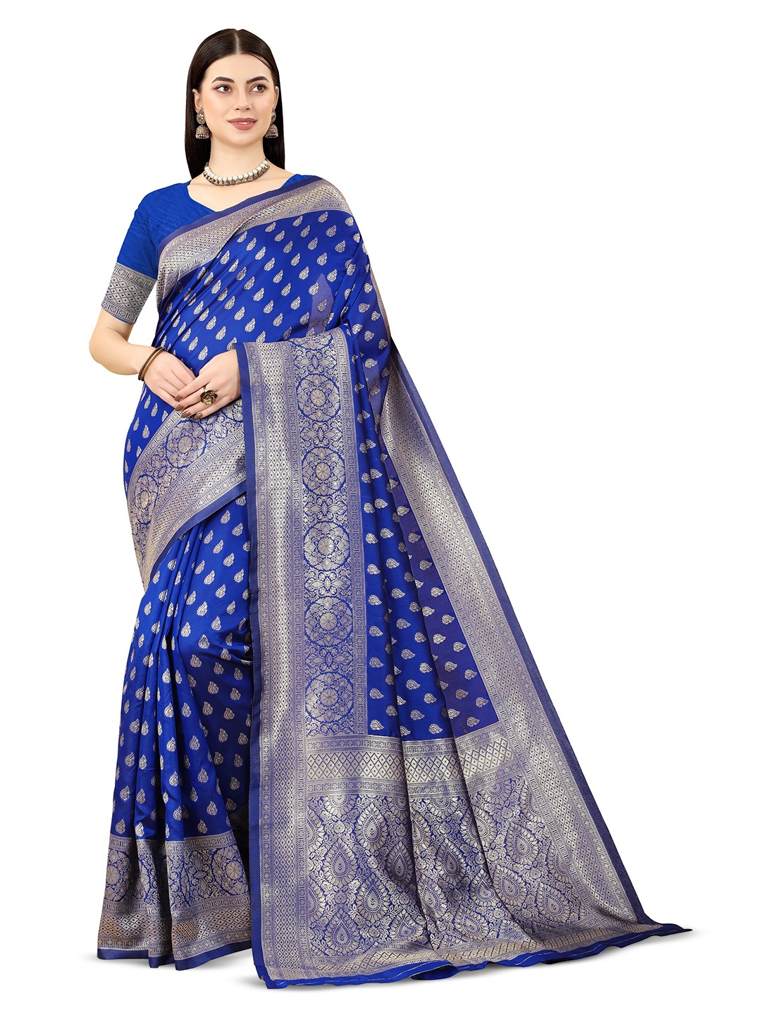 

DWIZA ENTERPRISE Ethnic Motif Woven Design Zari Banarasi Saree, Blue