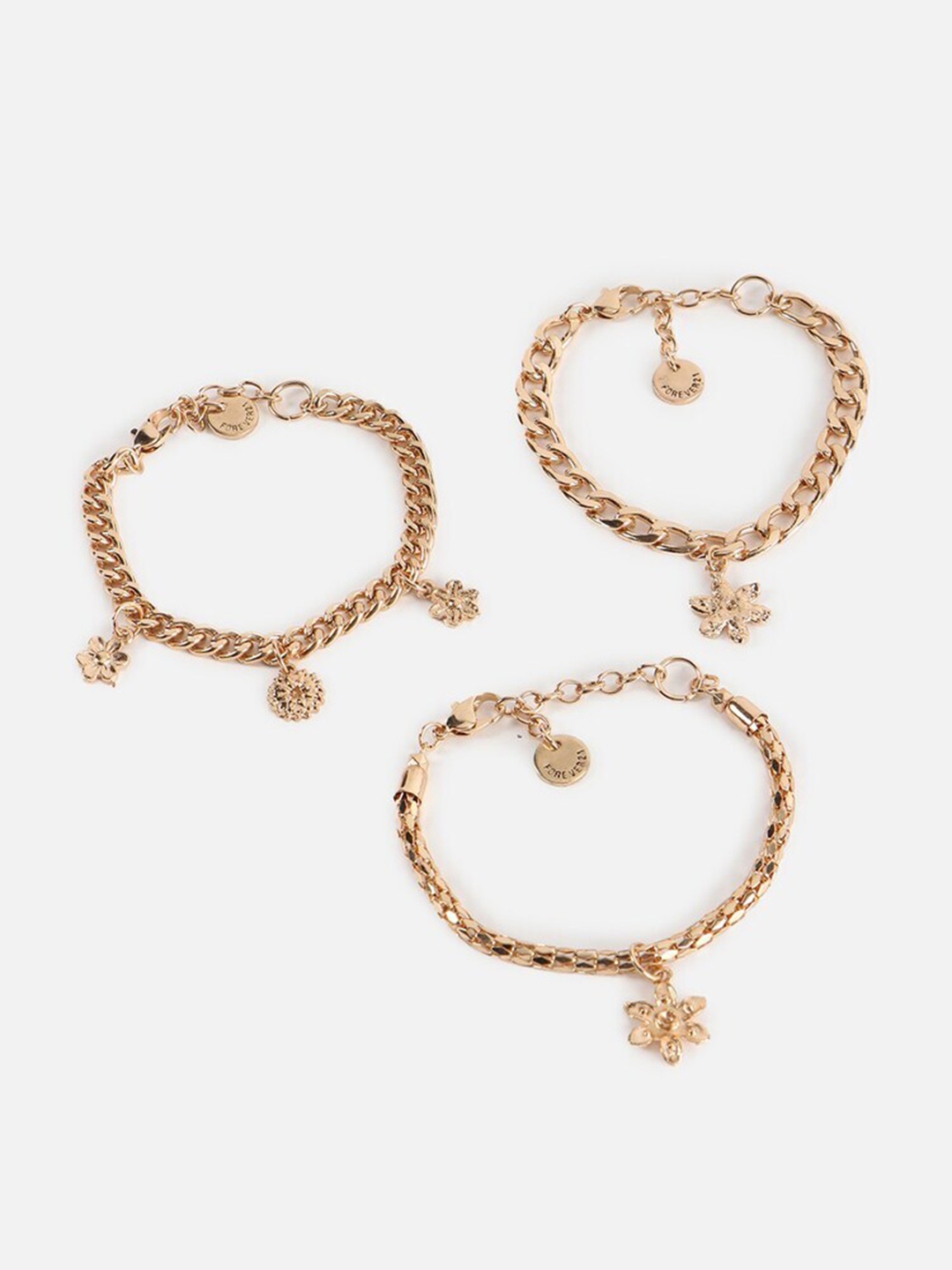 

FOREVER 21 Set Of 3 Gold-Plated Link Bracelets