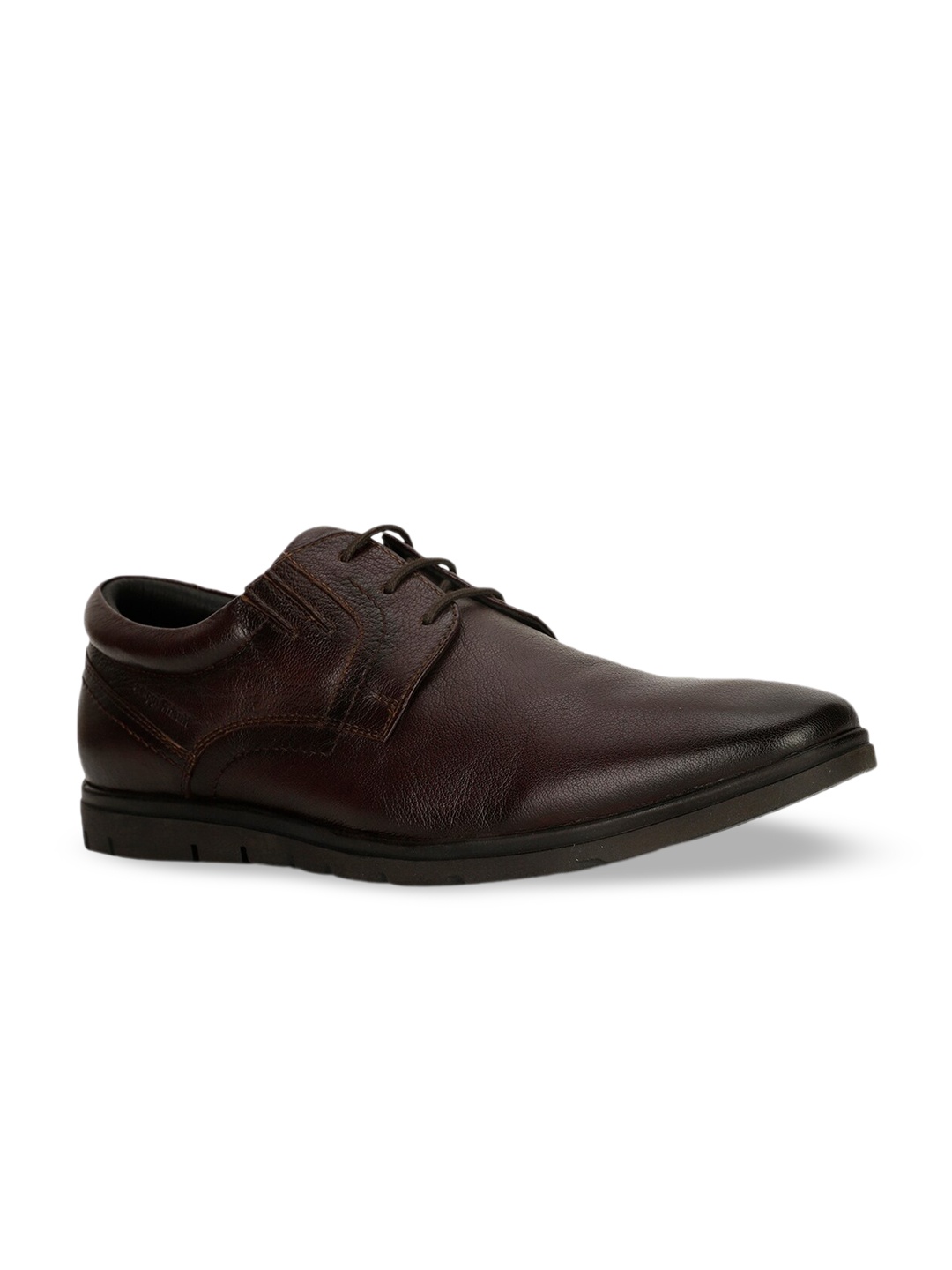 

Hush Puppies Men Textured Leather Formal Derbys, Brown