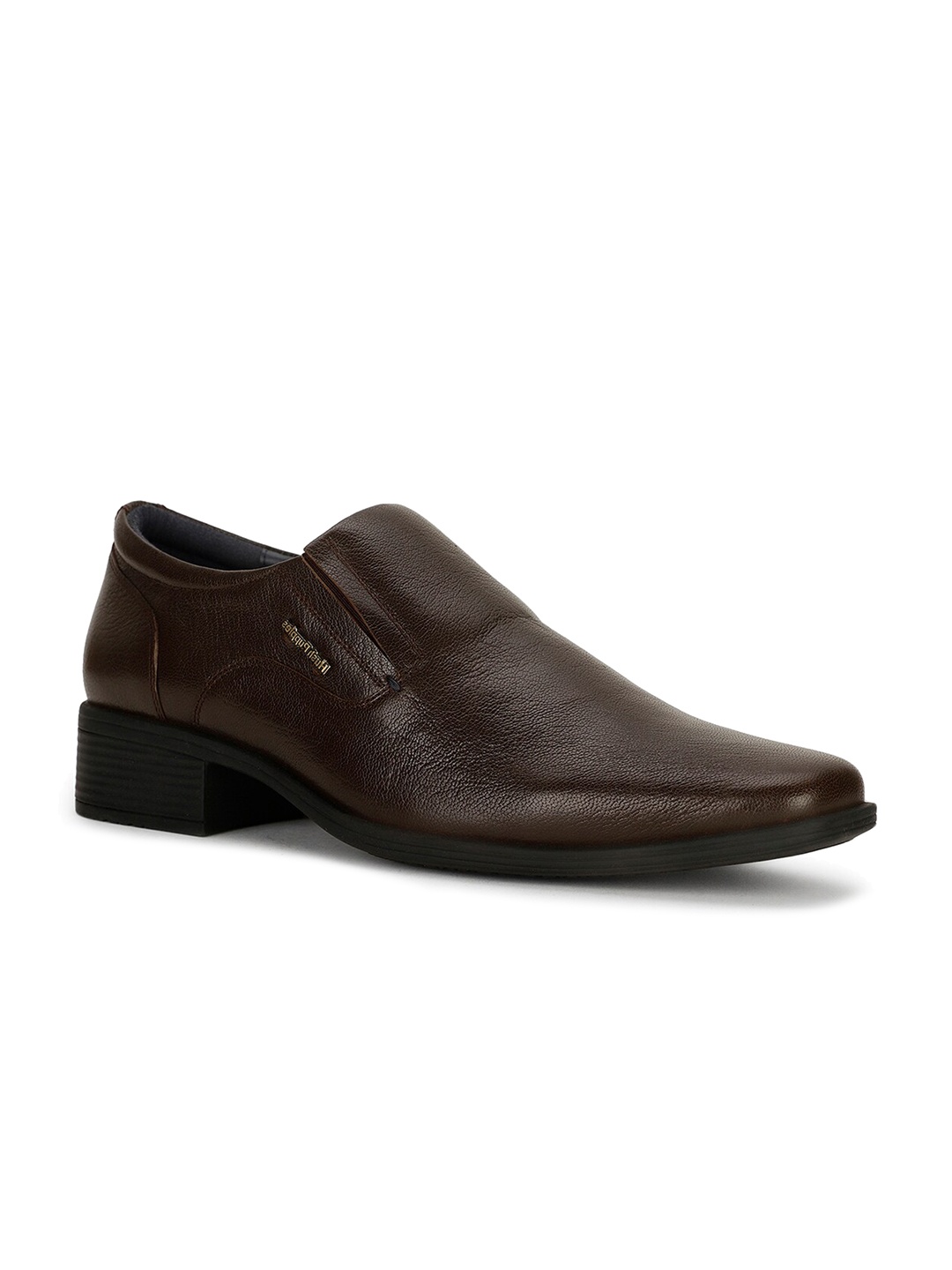 

Hush Puppies Men Textured Leather Formal Slip-On Shoes, Brown