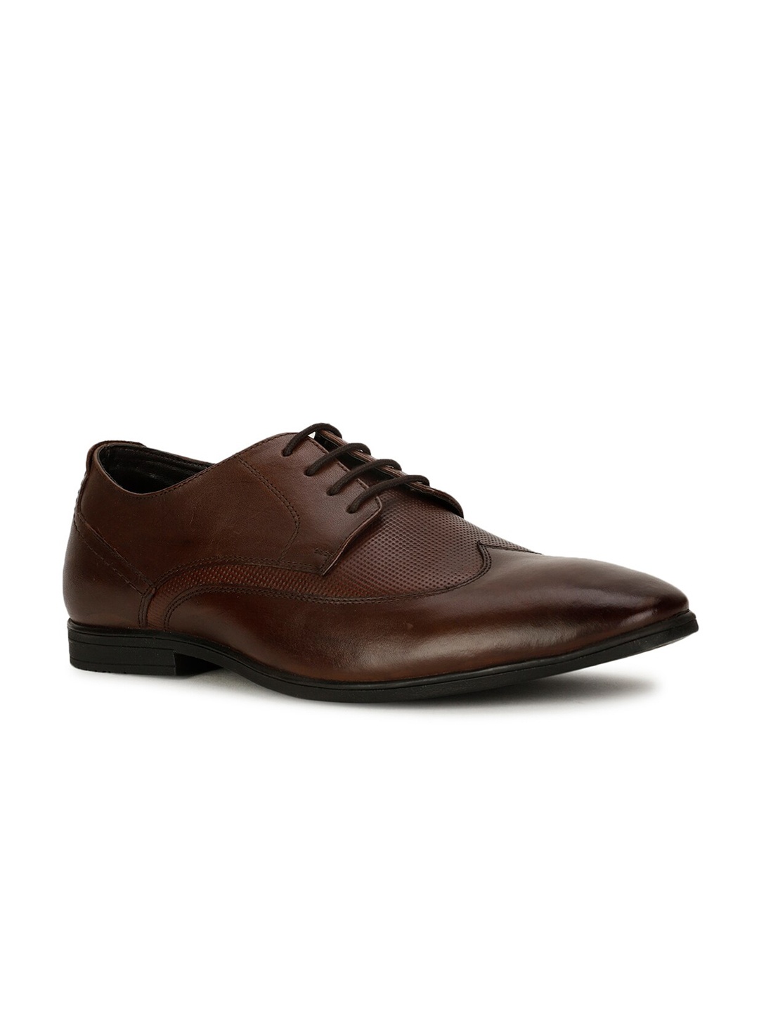 

Hush Puppies Men Textured Leather Formal Derbys, Brown