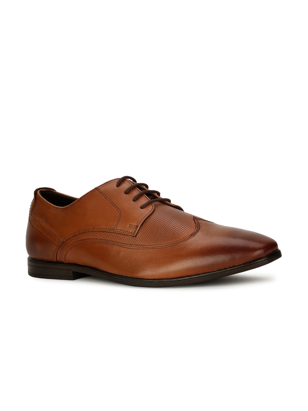 

Hush Puppies Men Textured Leather Formal Derbys, Tan