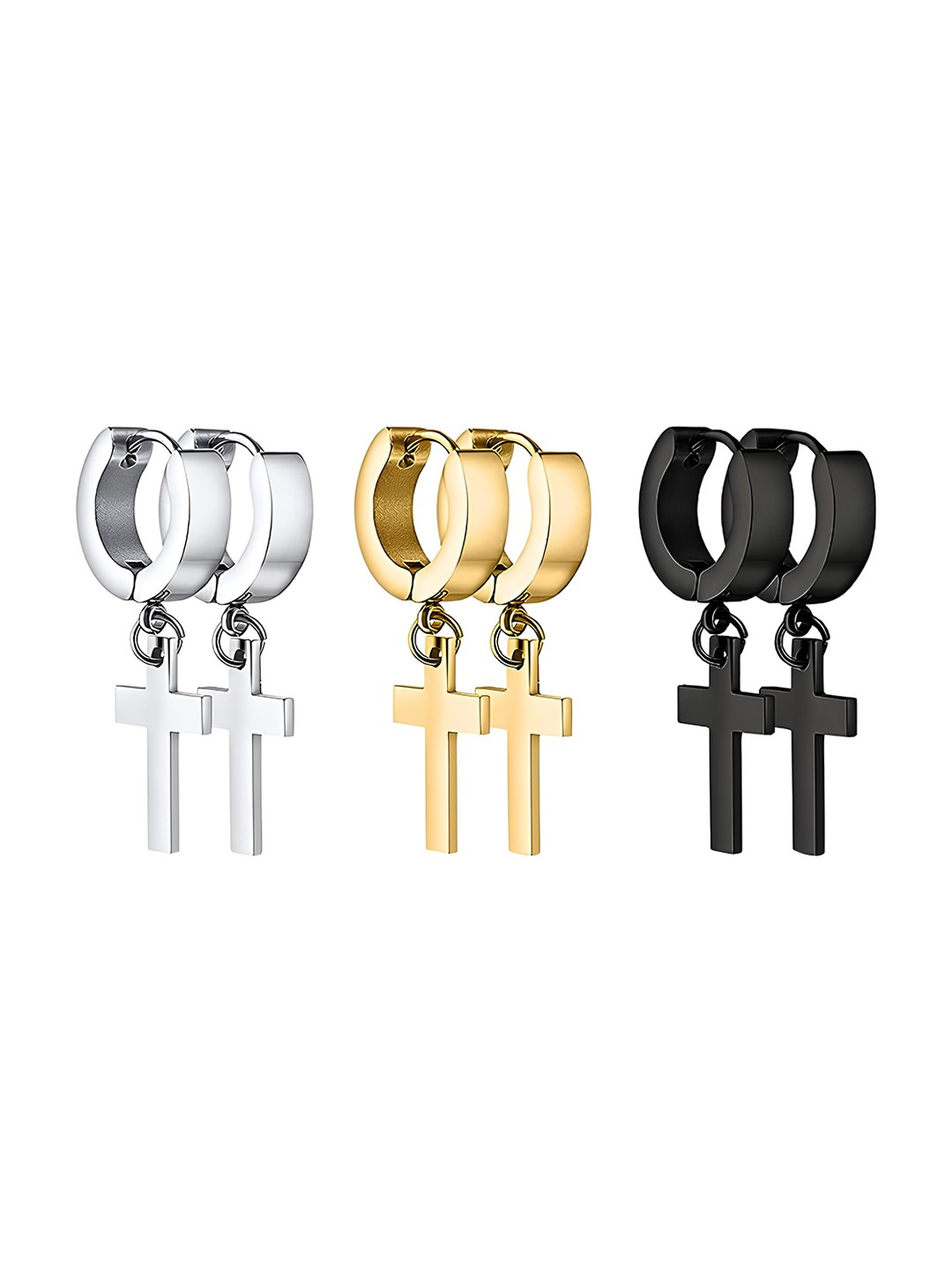 

KARISHMA KREATIONS Men Set Of 3 Circular Hoop Earrings, Gold
