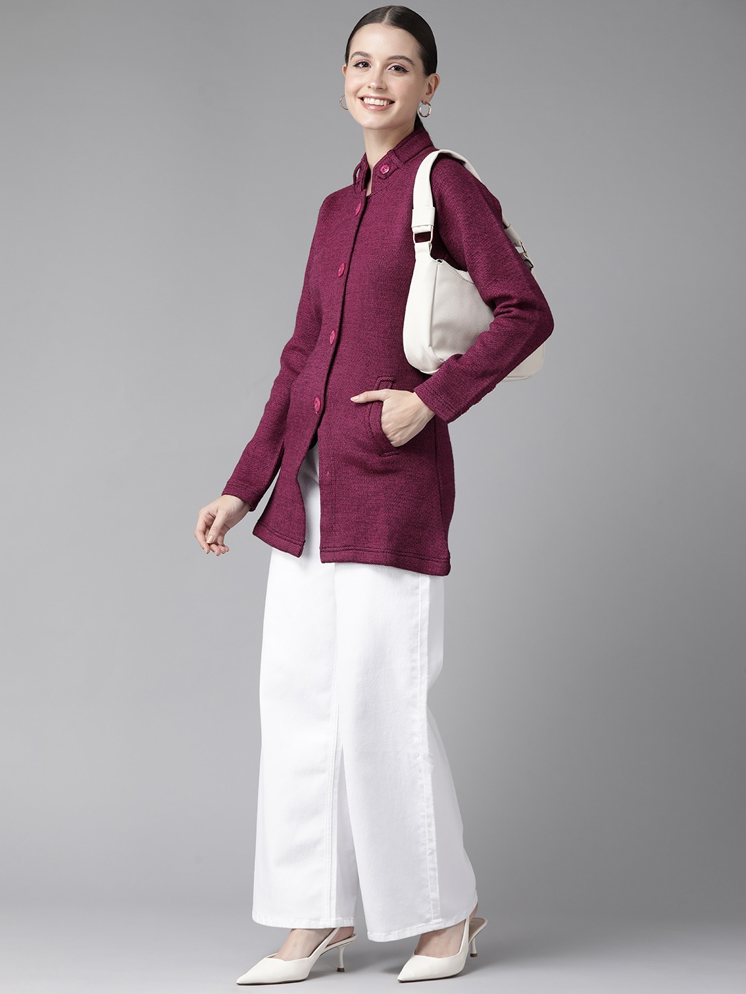 

Cayman Women Acrylic Lightweight Longline Tailored Jacket, Pink