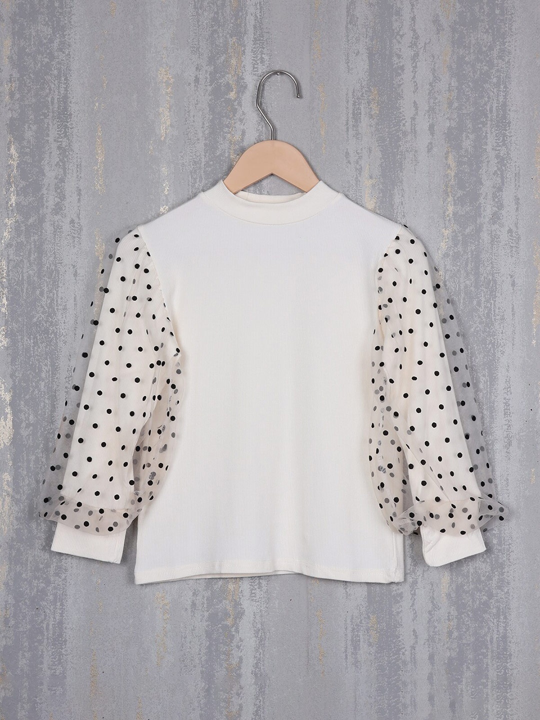 

Albion Girls Puff Sleeve Woollen Top, Cream