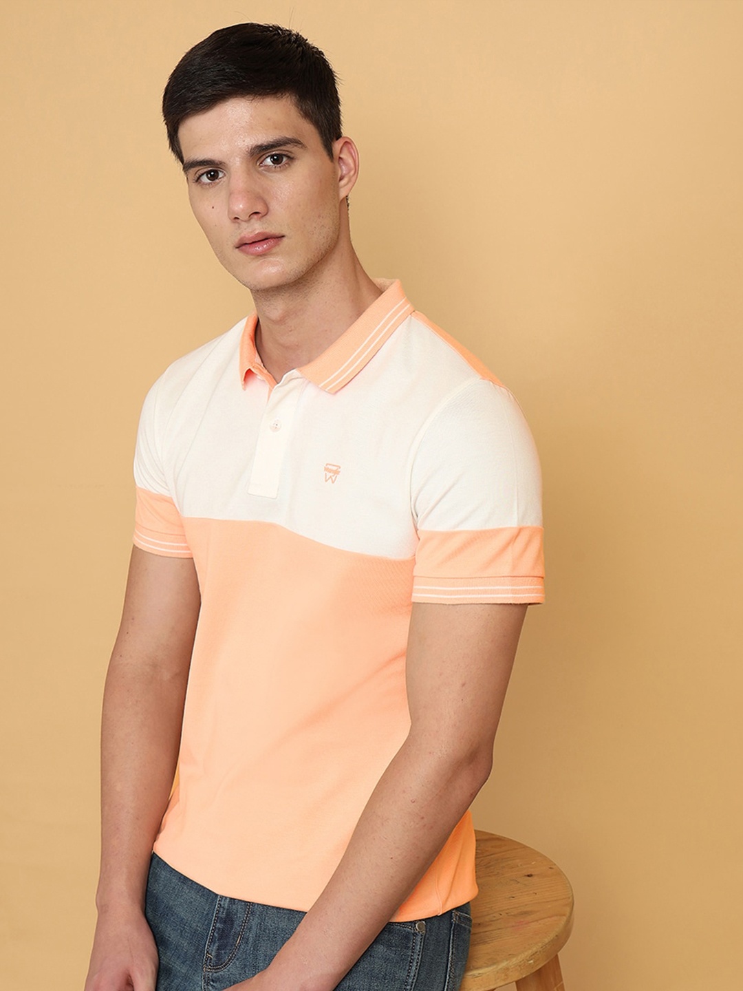 

Wrangler Colourblocked Cotton T-shirt, Orange