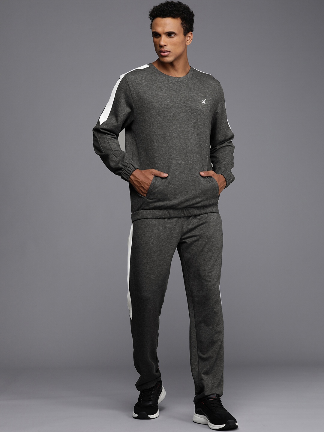 

HRX By Hrithik Roshan Men Side Striped Rapid-Dry Tracksuits, Charcoal