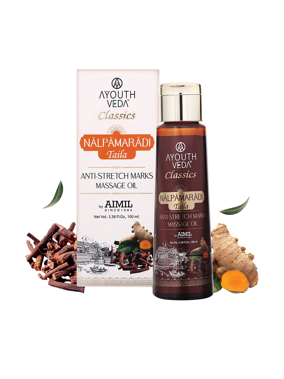 

AYOUTHVEDA Nalpamaradi Taila 2Pcs Anti-stretch Marks Removal Massage Oil 100ml Each, Na