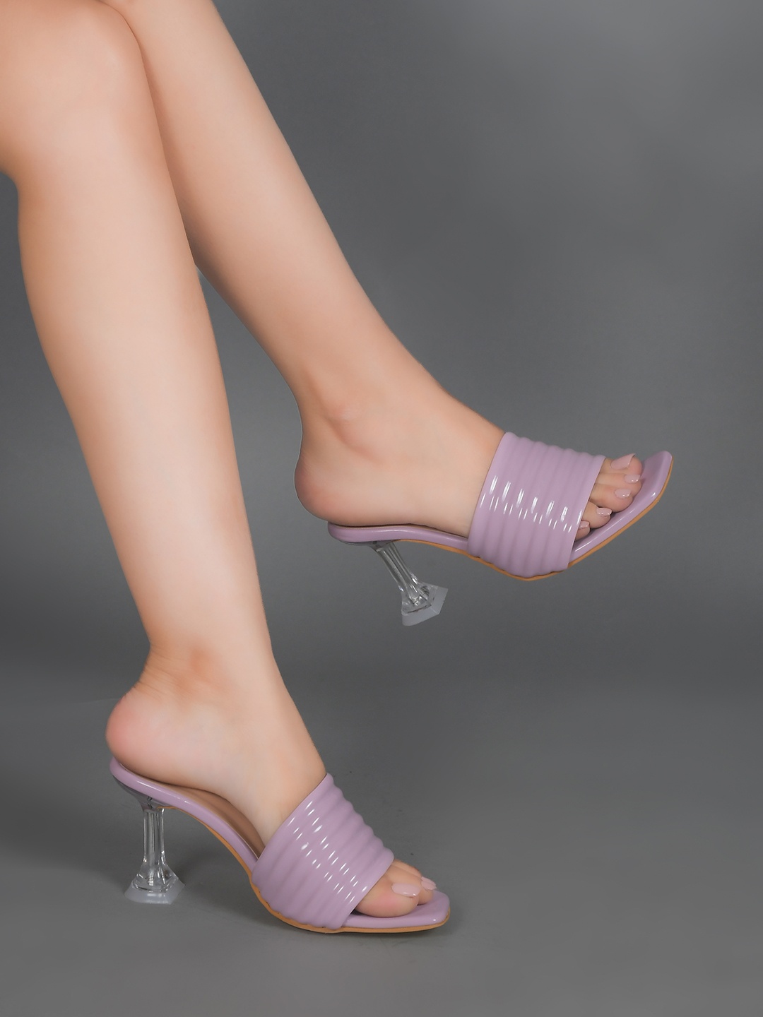 

JM Looks Textured Party Block Heels, Lavender