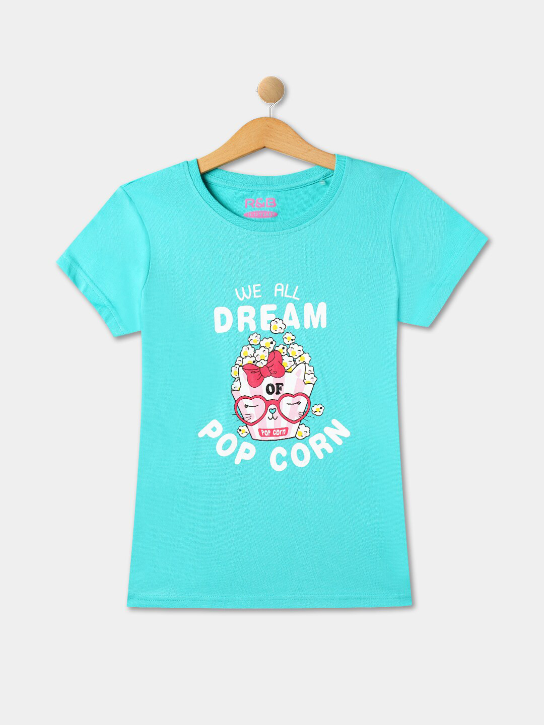 

R&B Girls Typography Printed Relaxed Fit Cotton T-shirt, Green