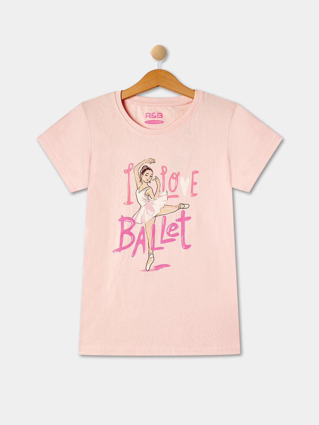 

R&B Girls Typography Printed Relaxed Fit Cotton T-shirt, Pink