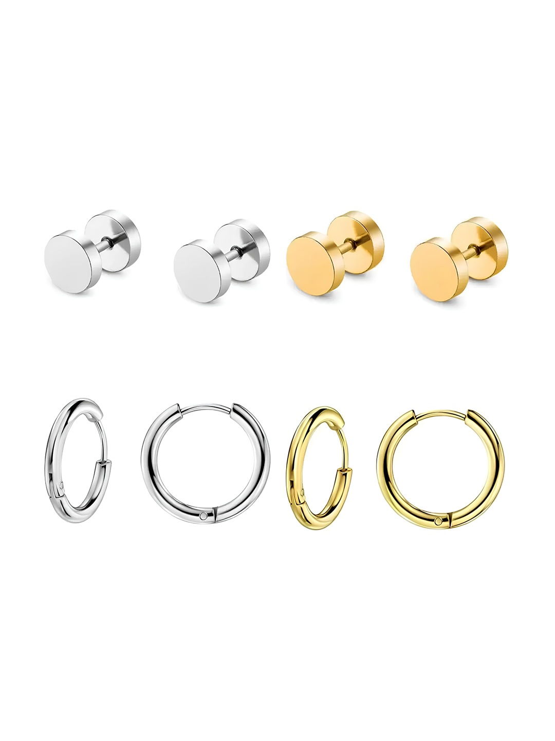 

KARISHMA KREATIONS Men Set Of 4 Circular Hoop Earrings, Gold
