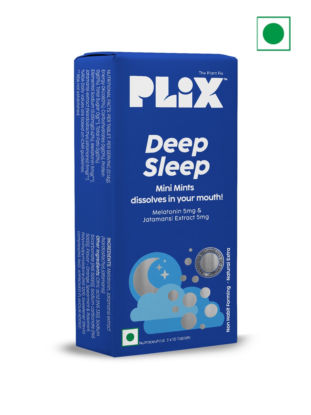 

PLIX THE PLANT FIX Deep Sleep Mini Mints with Jatamansi Extract - 30 Tablets, Blue
