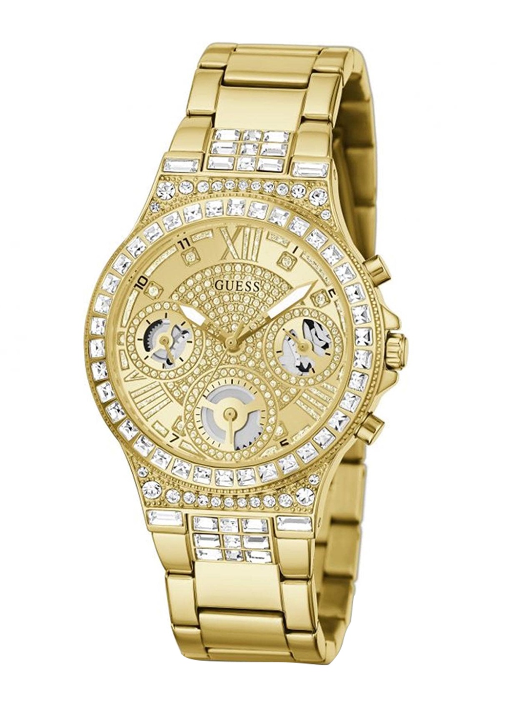 

GUESS Women Embellished Dial Water Resistance Stainless Steel Analogue Watch GW0320L2, Gold