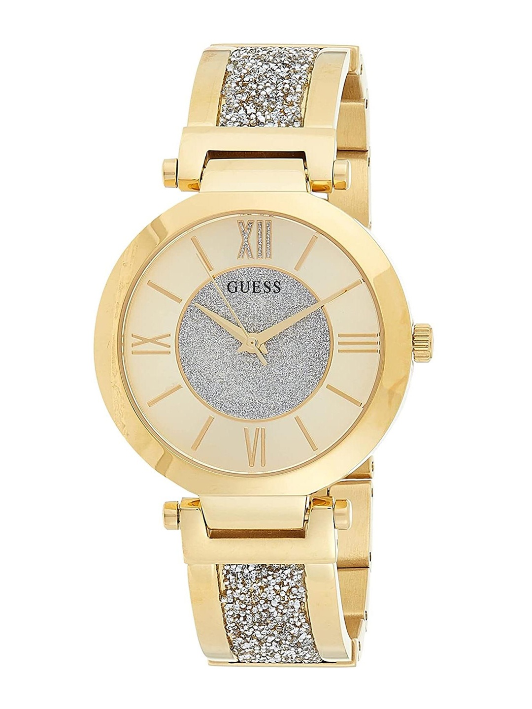 

GUESS Women Stainless Steel Bracelet Style Straps Analogue Watch W1288L2, Gold