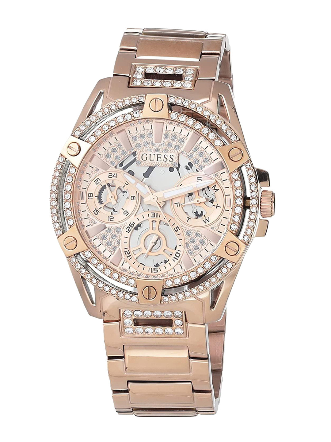 

GUESS Women Embellished Stainless Steel Chronograph Analogue Watch GW0464L3, Gold