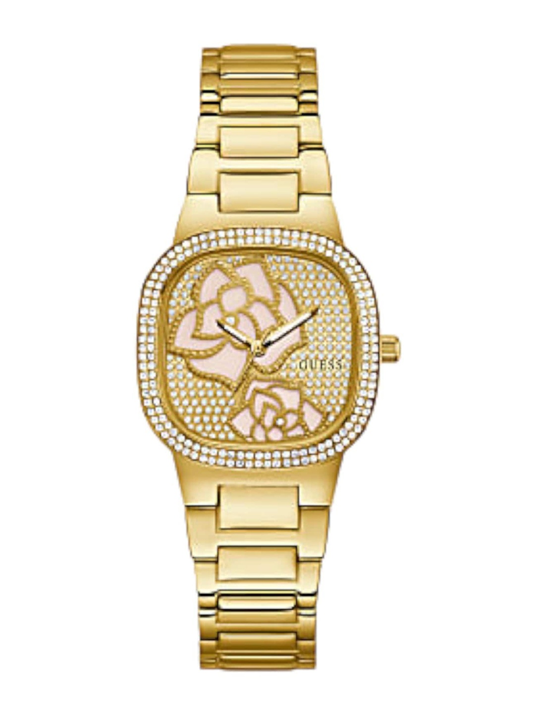

GUESS Women Embellished Dial & Stainless Steel Straps Analogue Watch GW0544L2, Gold