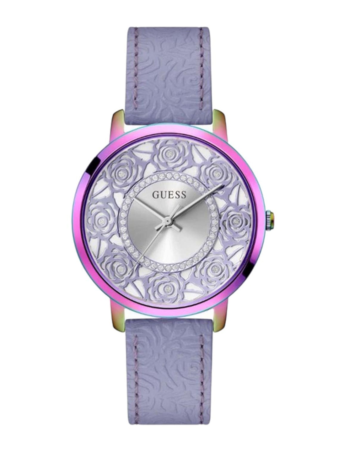 

GUESS Women Embellished Dial & Leather Straps Analogue Watch GW0529L4, Blue