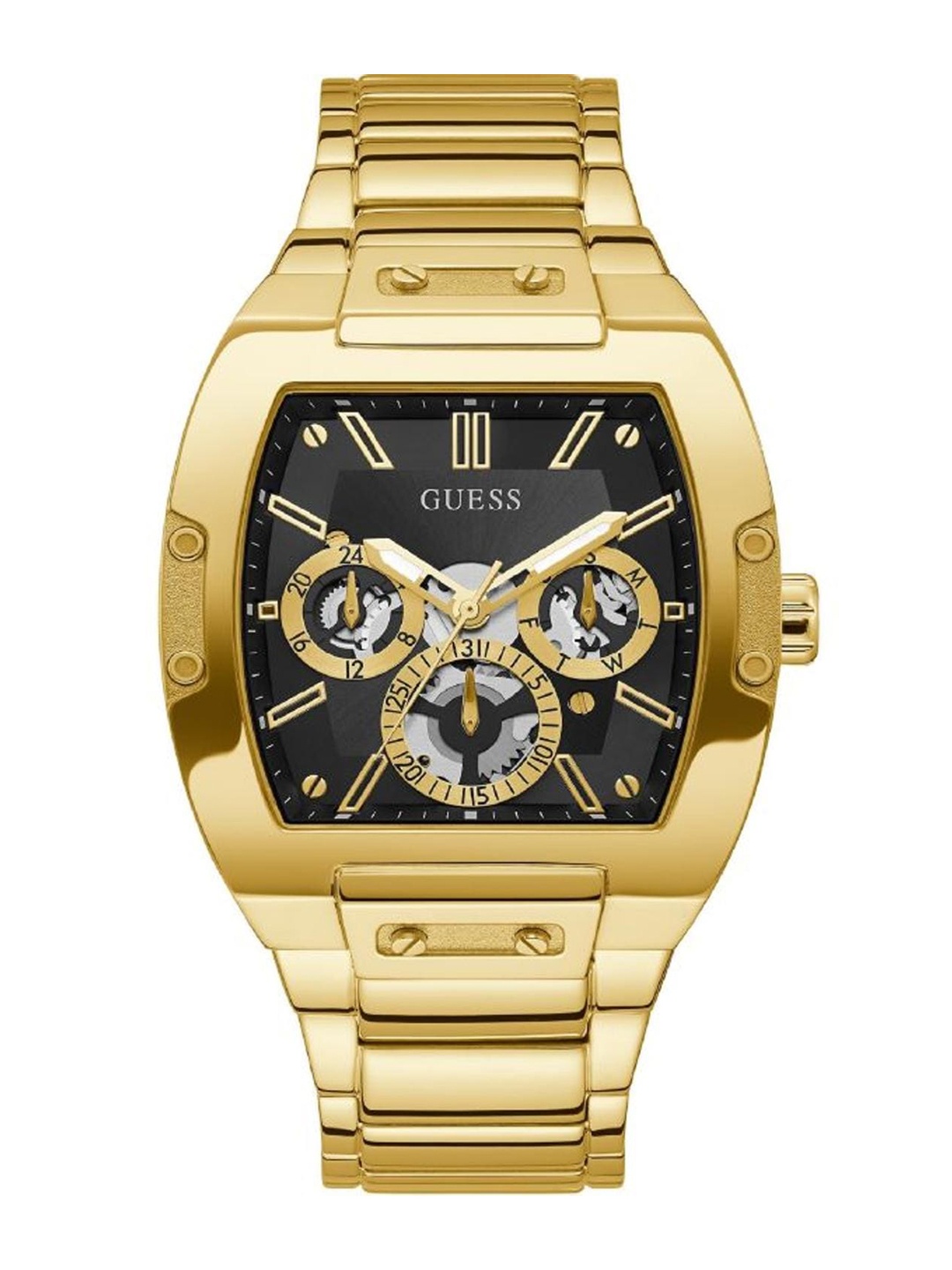 

GUESS Men Stainless Steel Bracelet Style Straps Analogue Watch GW0456G1, Gold