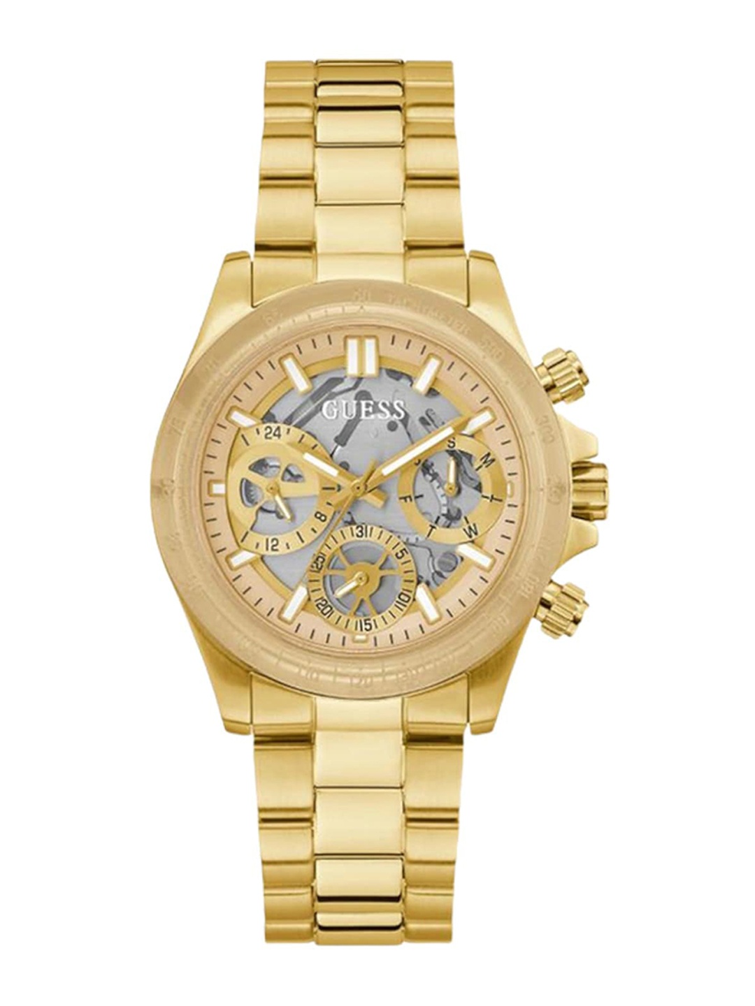 

GUESS Women Textured Dial & Stainless Steel Straps Analogue Chronograph Watch GW0557L1, White