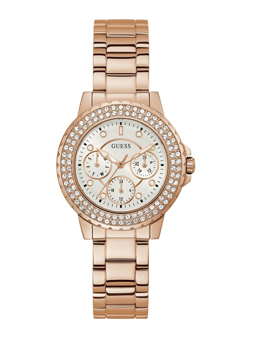 

GUESS Women Embellished Dial Stainless Steel Straps Analogue Watch GW0410L3, White