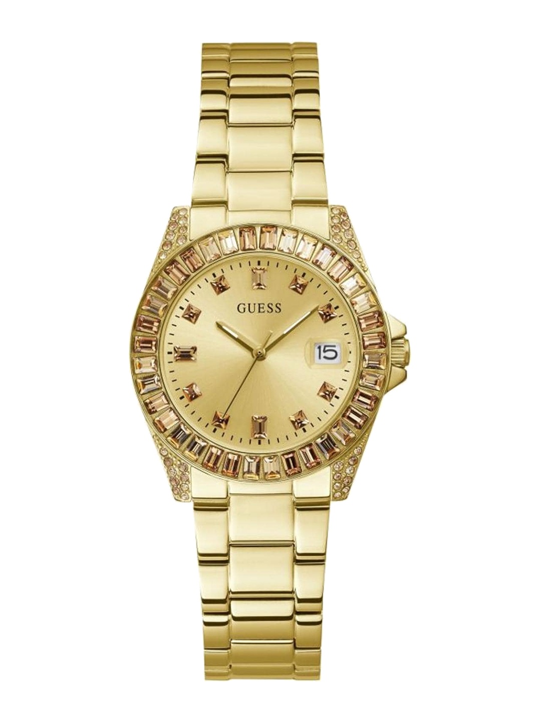 

GUESS Women Embellished Dial Stainless Steel Bracelet Style Straps Analogue Watch GW0475L1, Gold